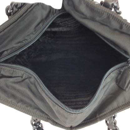 PRADA Tote Bag B7404 Nylon Black SilverMetal Test Triangle With logo Plastic Chain