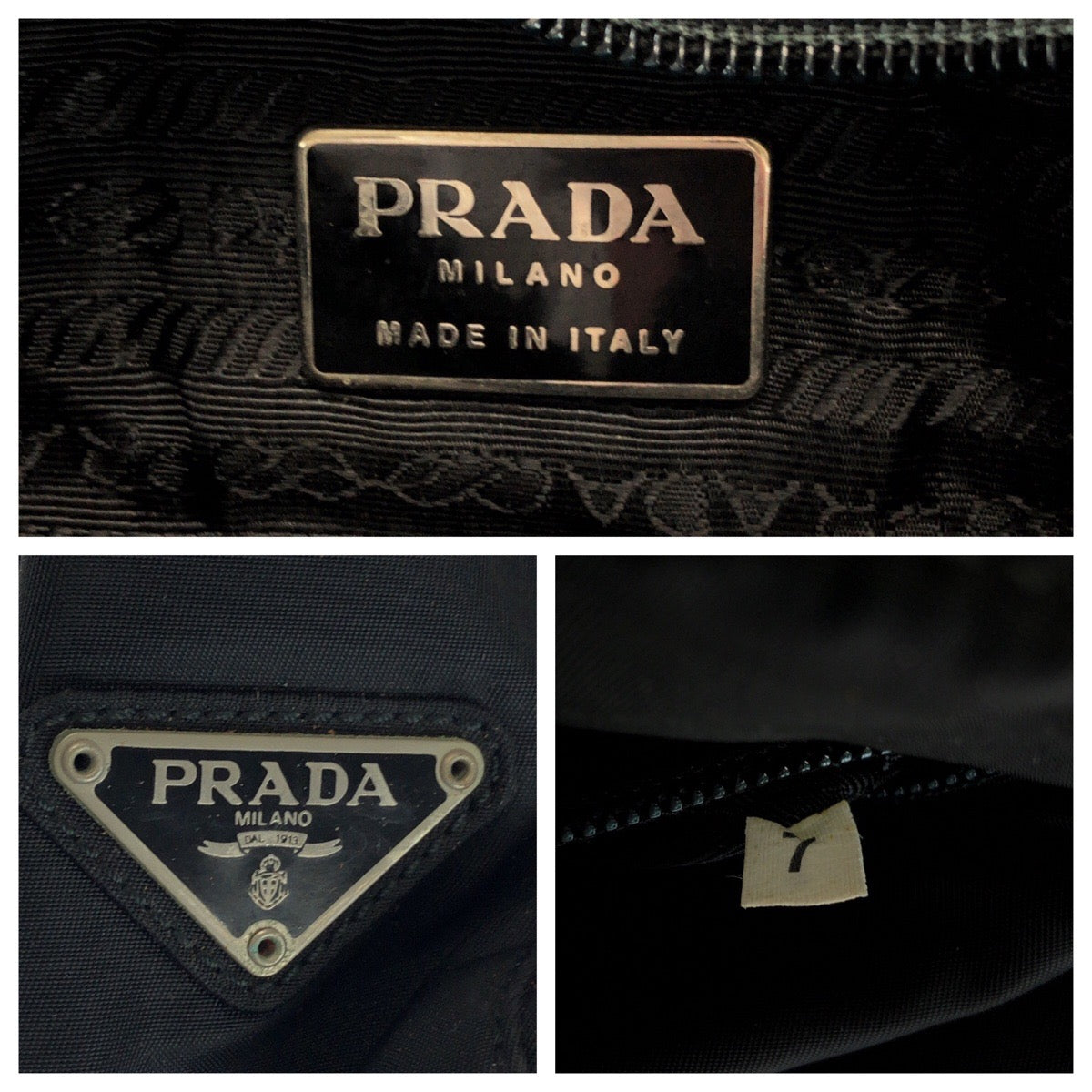 PRADA Tote Bag B7404 Nylon Black SilverMetal Test Triangle With logo Plastic Chain