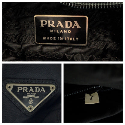PRADA Tote Bag B7404 Nylon Black SilverMetal Test Triangle With logo Plastic Chain