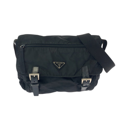 PRADA Shoulder Bag 1BD671 Nylon Black SilverMetal Test Triangle With logo