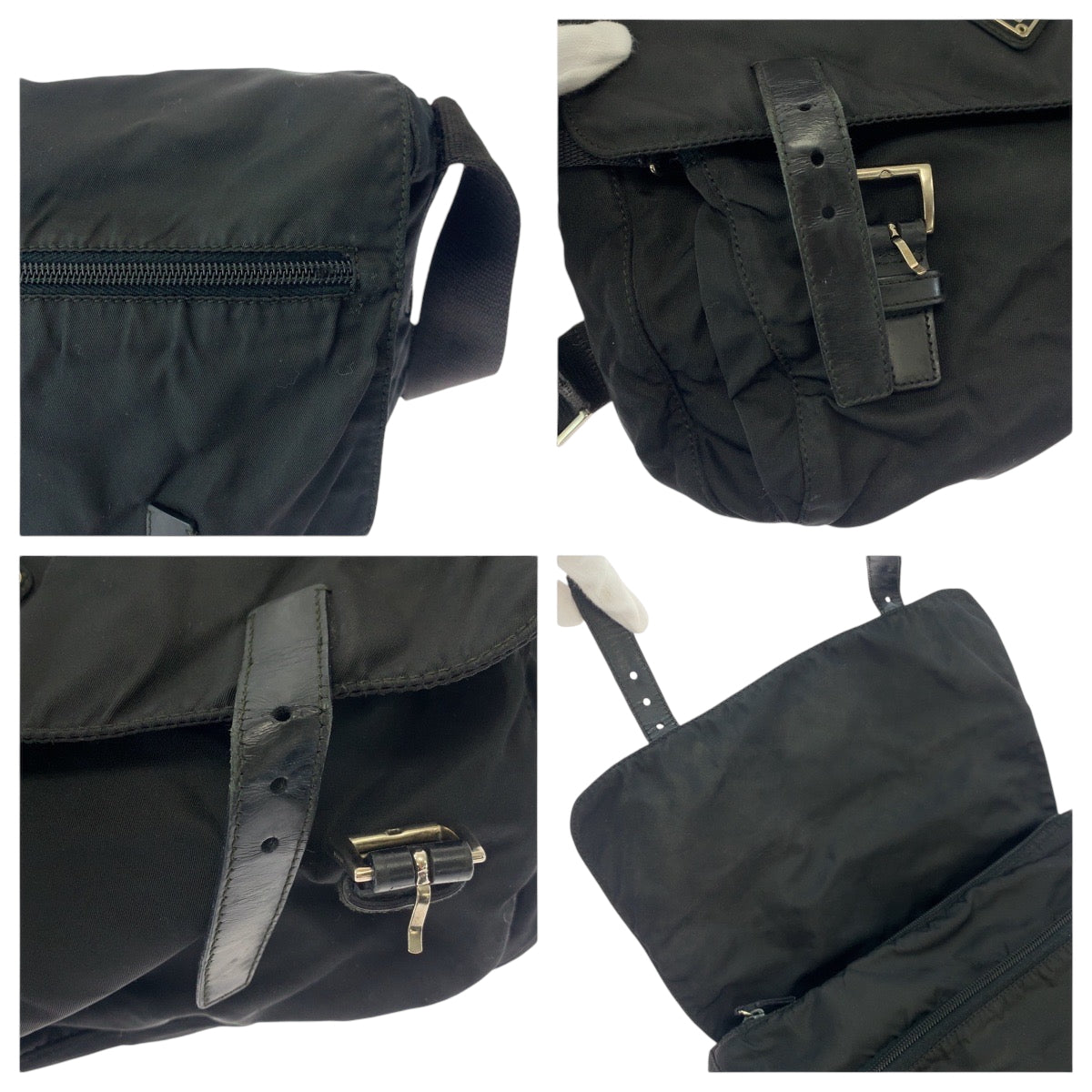 PRADA Shoulder Bag 1BD671 Nylon Black SilverMetal Test Triangle With logo