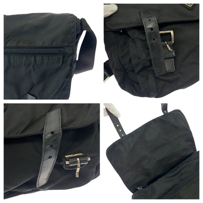 PRADA Shoulder Bag 1BD671 Nylon Black SilverMetal Test Triangle With logo