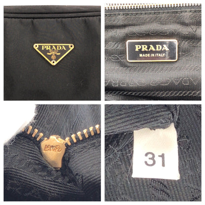 PRADA Tote Bag Nylon Black GoldMetal Test Triangle With logo