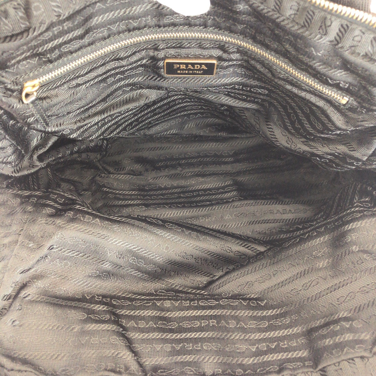PRADA Tote Bag Nylon Black GoldMetal Test Triangle With logo