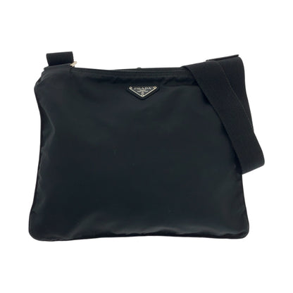 PRADA Shoulder Bag Nylon Black SilverMetal Test Triangle With logo