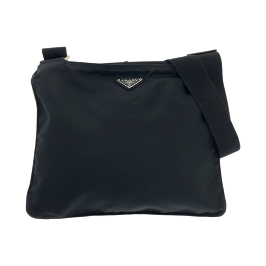 PRADA Shoulder Bag Nylon Black SilverMetal Test Triangle With logo
