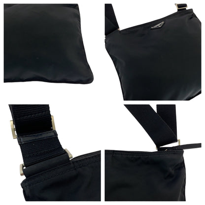 PRADA Shoulder Bag Nylon Black SilverMetal Test Triangle With logo