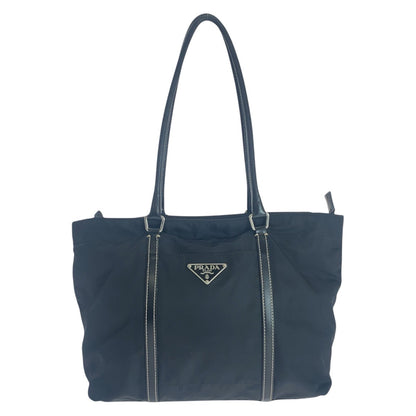 PRADA Tote Bag Nylon Black SilverMetal Test Triangle With logo