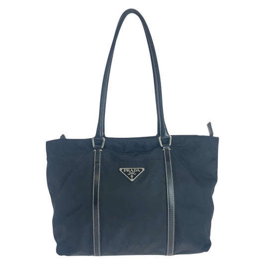 PRADA Tote Bag Nylon Black SilverMetal Test Triangle With logo