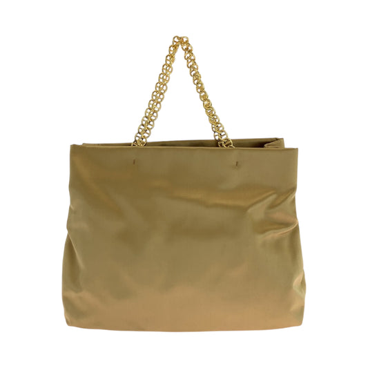 PRADA Tote Bag Satin Gold Metal