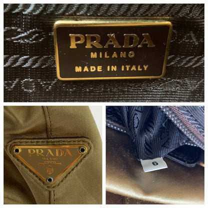 PRADA Tote Bag Satin Gold Metal