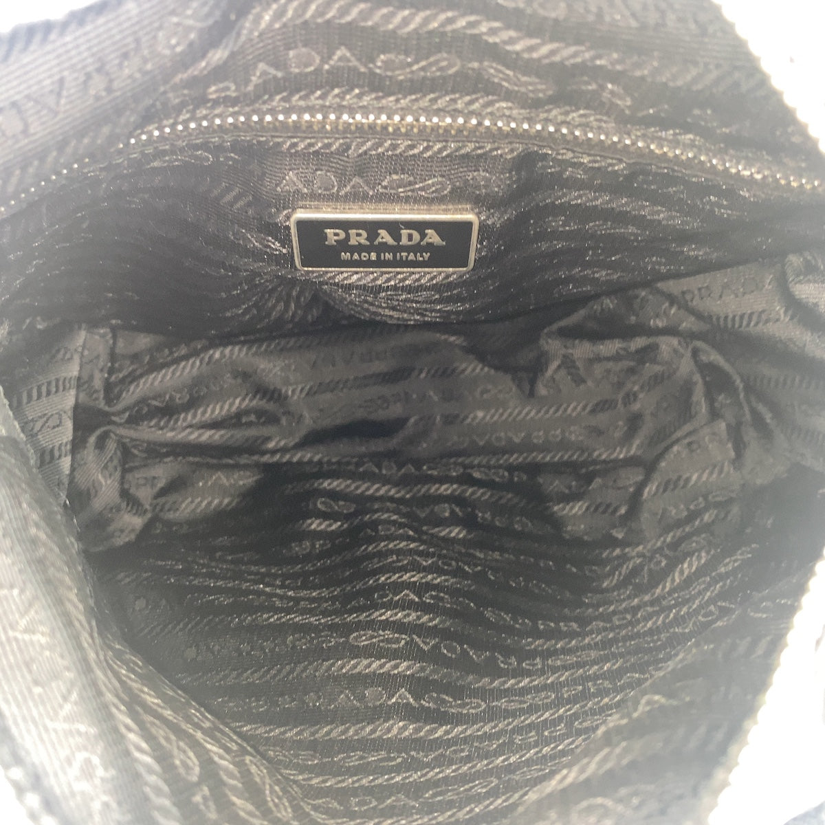 PRADA Shoulder Bag Nylon Black SilverMetal Test Triangle With logo