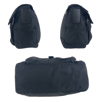 PRADA Shoulder Bag Nylon Black SilverMetal Test Triangle With logo