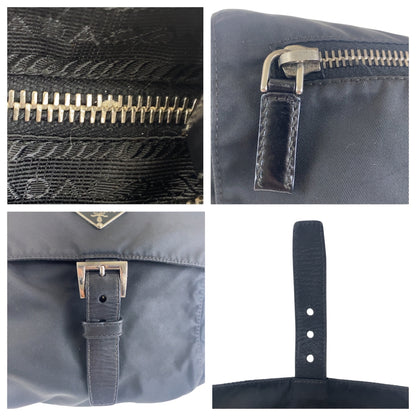 PRADA Shoulder Bag Nylon Black SilverMetal Test Triangle With logo