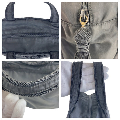PRADA Handbag Nylon Black SilverMetal Test Tassel