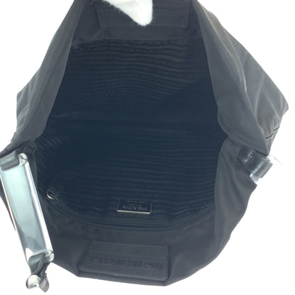 PRADA Shoulder Bag Nylon Black SilverMetal Clear Test Triangle With logo