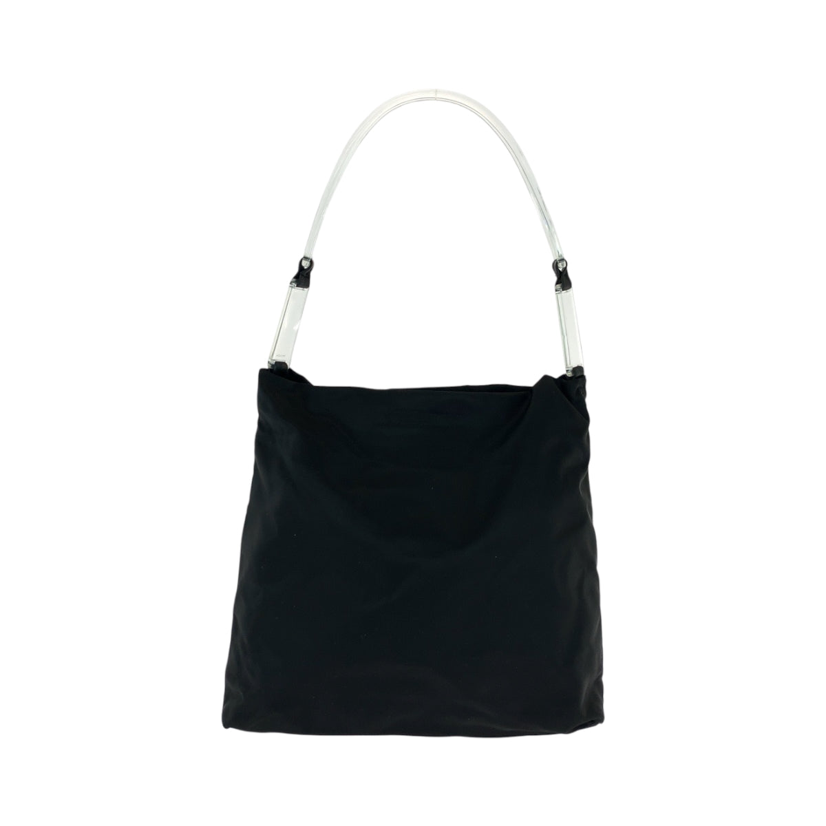 PRADA Shoulder Bag Nylon Black SilverMetal Clear Test Triangle With logo