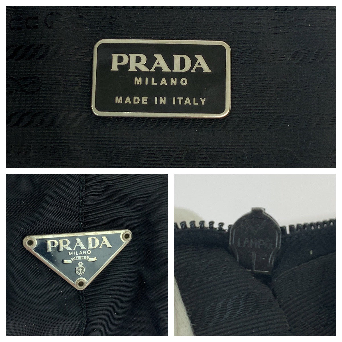 PRADA Shoulder Bag Nylon Black SilverMetal Clear Test Triangle With logo