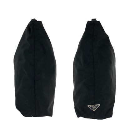 PRADA Shoulder Bag Nylon Black SilverMetal Clear Test Triangle With logo
