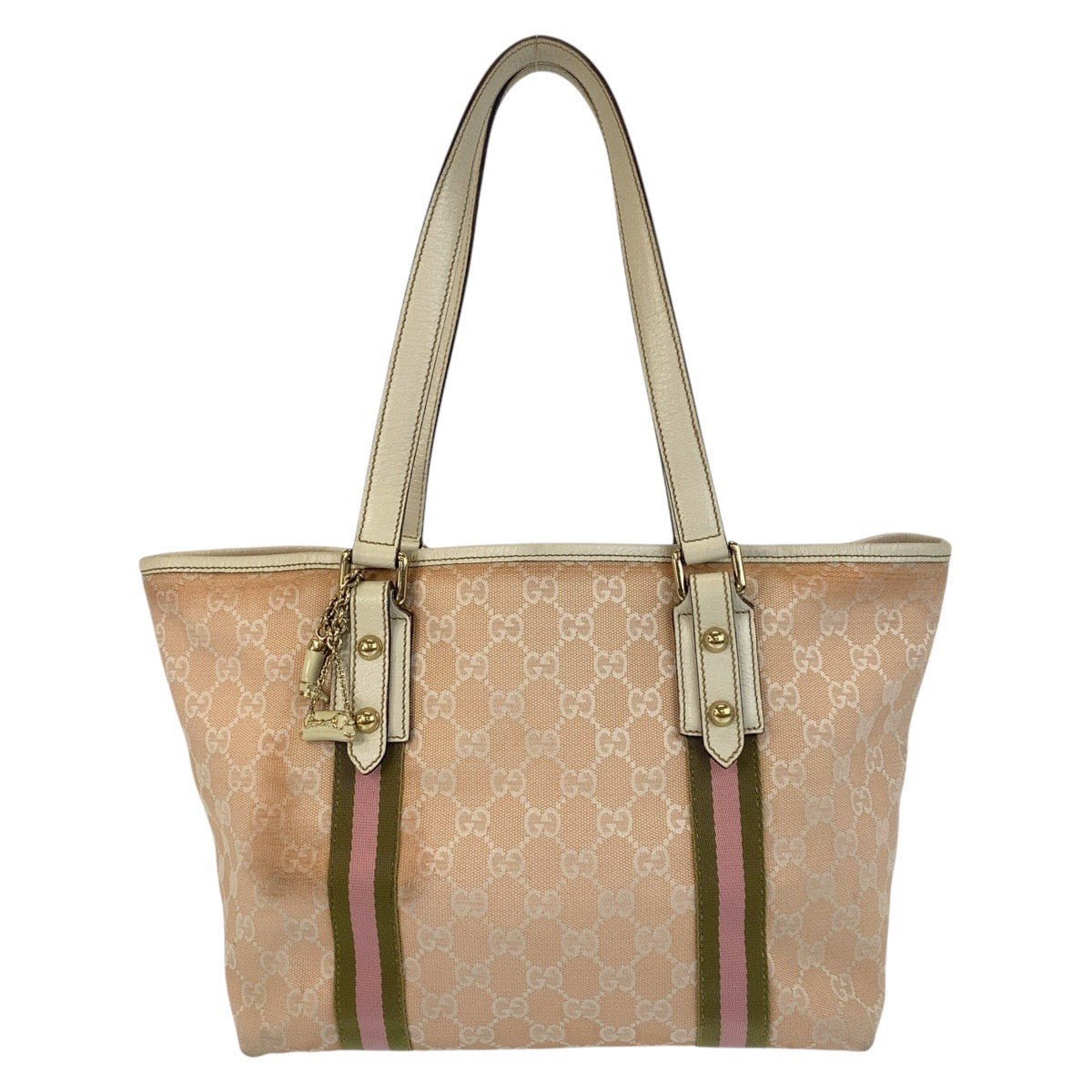 GUCCI Tote Bag 137396 GG canvas Pink Ivory Gold Metal Sherry line