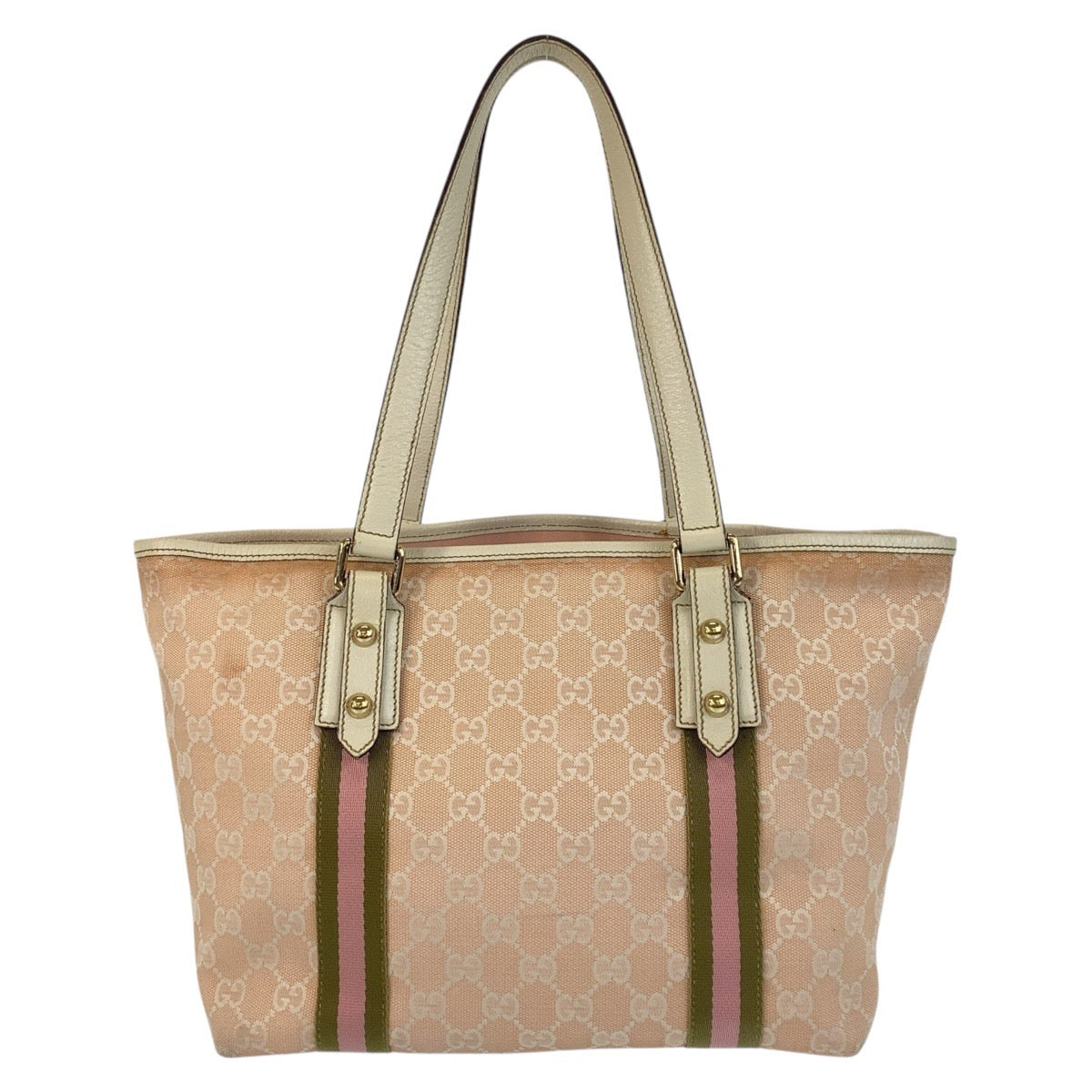 GUCCI Tote Bag 137396 GG canvas Pink Ivory Gold Metal Sherry line