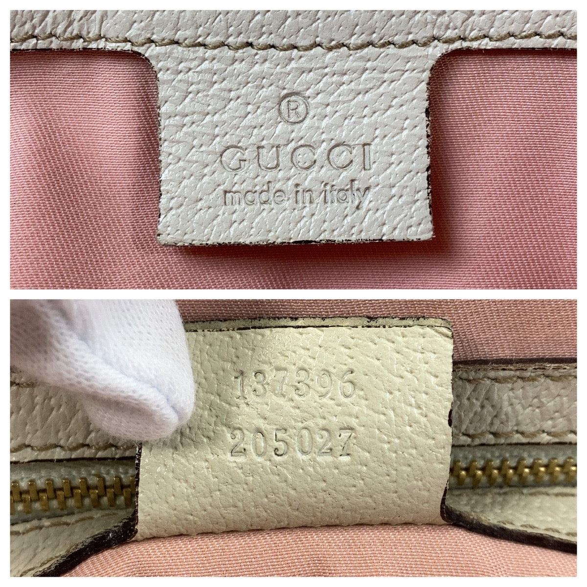 GUCCI Tote Bag 137396 GG canvas Pink Ivory Gold Metal Sherry line