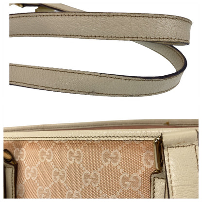 GUCCI Tote Bag 137396 GG canvas Pink Ivory Gold Metal Sherry line