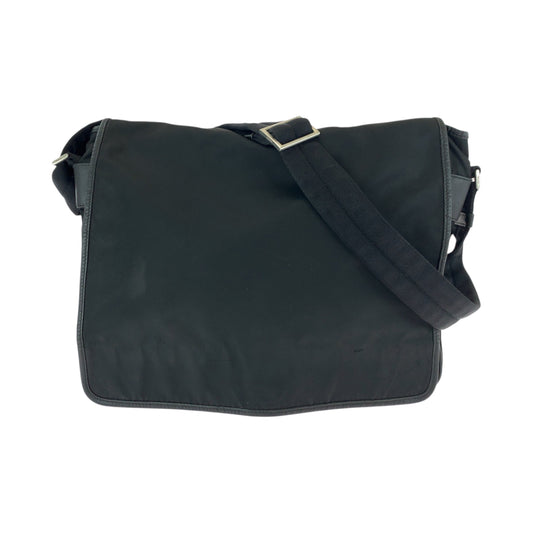 PRADA Shoulder Bag V158 Nylon Black SilverMetal Test Triangle With logo