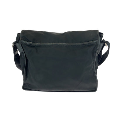 PRADA Shoulder Bag V158 Nylon Black SilverMetal Test Triangle With logo