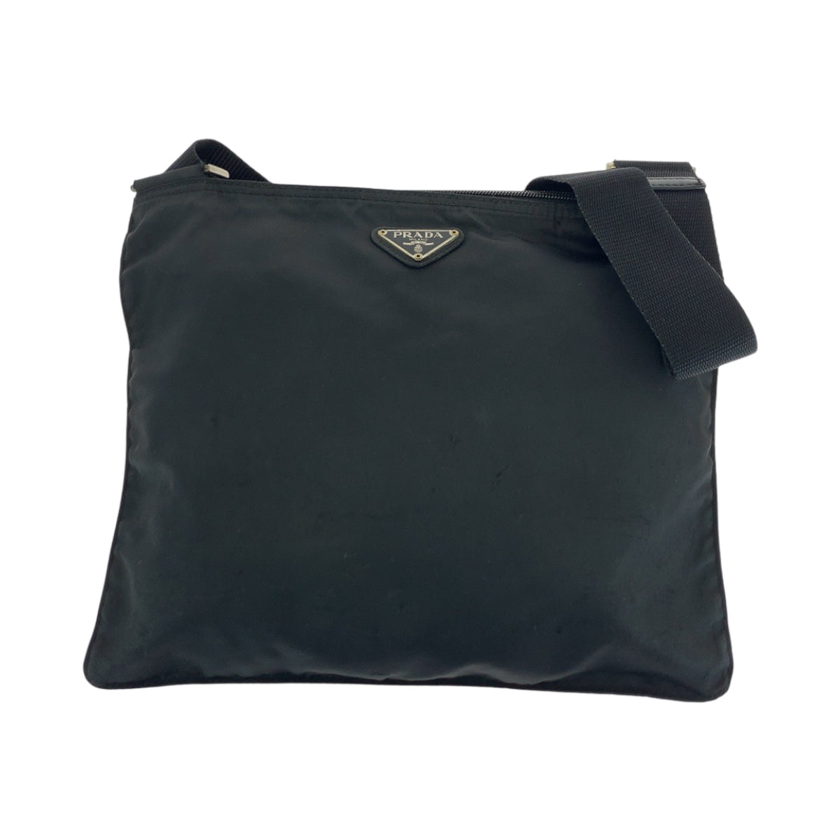PRADA Shoulder Bag Nylon Black SilverMetal Test Triangle With logo