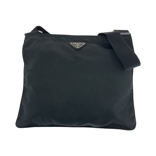 PRADA Shoulder Bag Nylon Black SilverMetal Test Triangle With logo