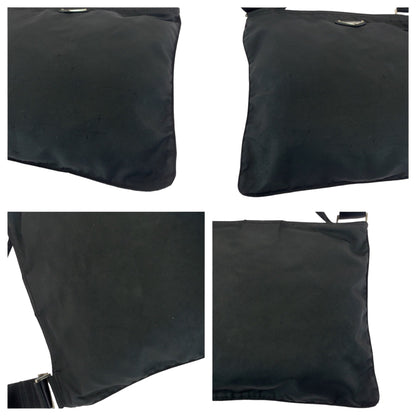PRADA Shoulder Bag Nylon Black SilverMetal Test Triangle With logo
