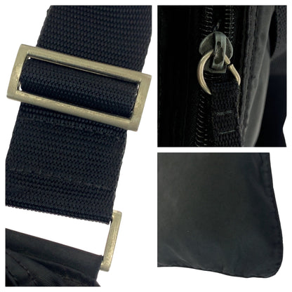 PRADA Shoulder Bag Nylon Black SilverMetal Test Triangle With logo