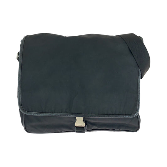 PRADA Shoulder Bag V166 Nylon Black SilverMetal Test Triangle With logo
