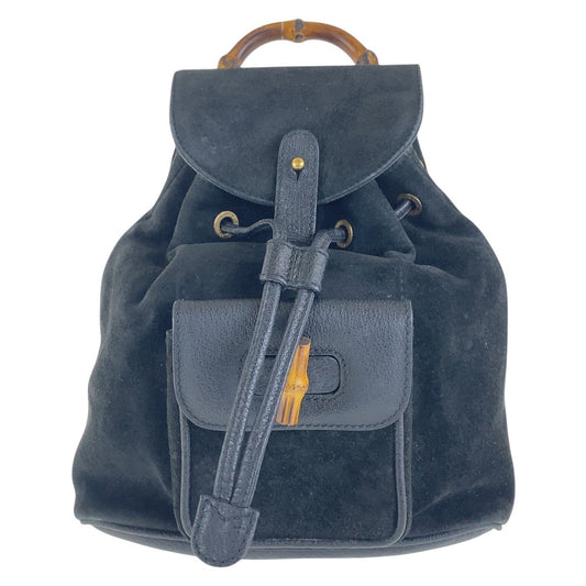 GUCCI Backpack 003 2852 0030 0 Suede Black GoldMetal Bamboo