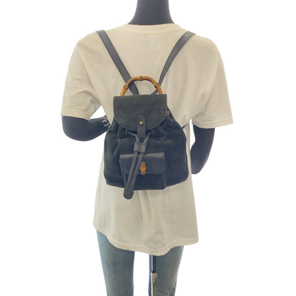 GUCCI Backpack 003 2852 0030 0 Suede Black GoldMetal Bamboo
