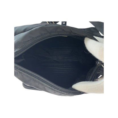 PRADA Shoulder Bag Nylon Black SilverMetal Test Triangle With logo