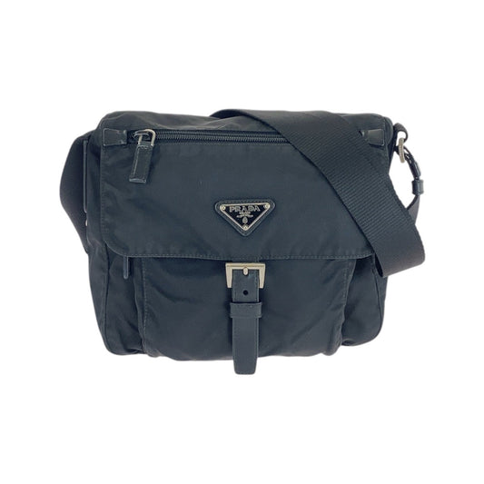 PRADA Shoulder Bag Nylon Black SilverMetal Test Triangle With logo