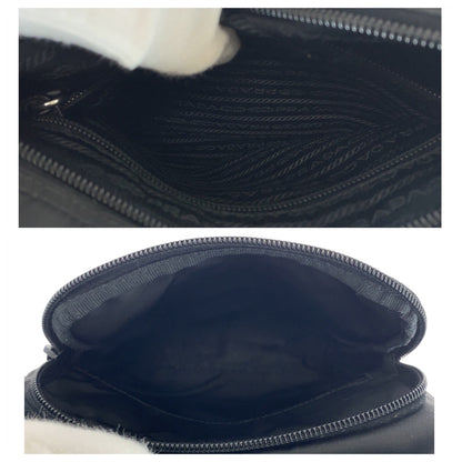 PRADA Shoulder Bag Nylon Black SilverMetal Test Triangle With logo