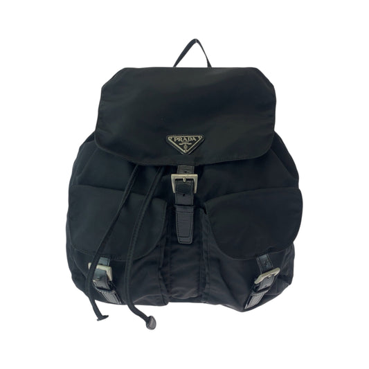 PRADA Backpack Nylon Black SilverMetal Test Triangle With logo