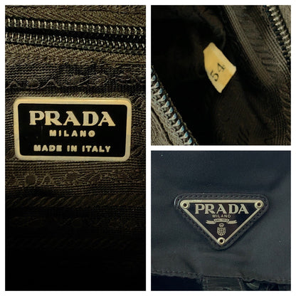 PRADA Backpack Nylon Black SilverMetal Test Triangle With logo