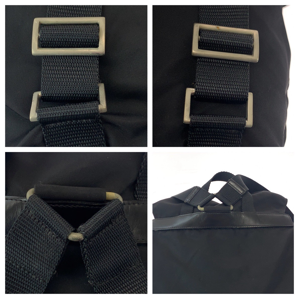 PRADA Backpack Nylon Black SilverMetal Test Triangle With logo
