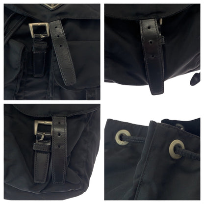 PRADA Backpack Nylon Black SilverMetal Test Triangle With logo