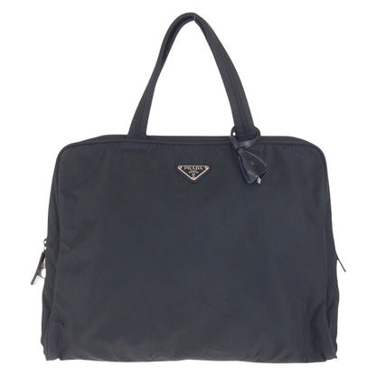 PRADA Tote Bag Nylon Black SilverMetal Test Triangle With logo
