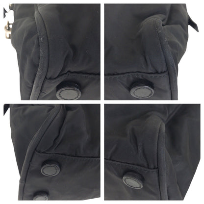 PRADA Tote Bag Nylon Black SilverMetal Test Triangle With logo