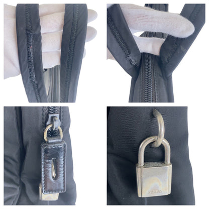 PRADA Tote Bag Nylon Black SilverMetal Test Triangle With logo