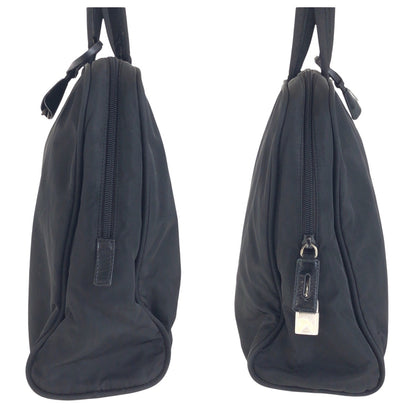 PRADA Tote Bag Nylon Black SilverMetal Test Triangle With logo