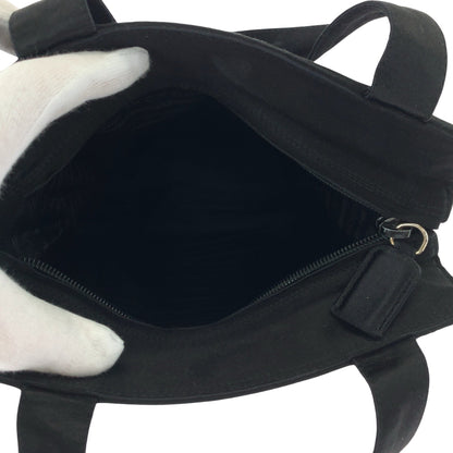 PRADA Handbag Satin Black SilverMetal logo