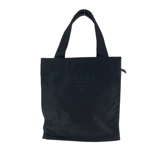PRADA Handbag Satin Black SilverMetal logo