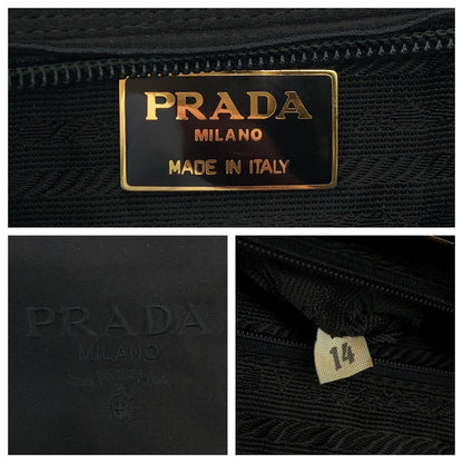 PRADA Handbag Satin Black SilverMetal logo